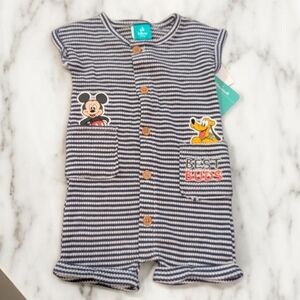 Disney Striped Baby Romper with Mickey and Pluto